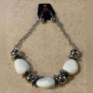 Paparazzi Elegant Silver and White Necklace